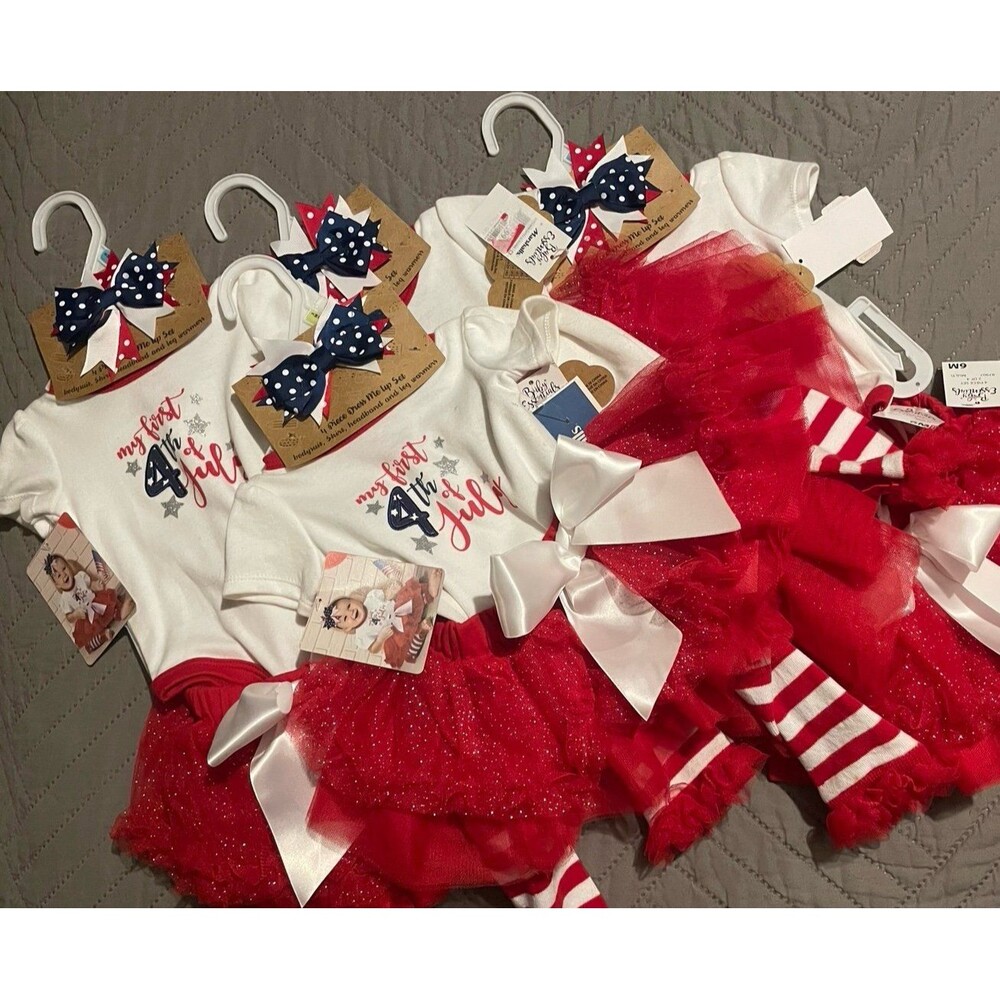 Babies Patriot Outfit July 4th BABY Set w/ Tutu & Bow Girls 3M 3 months Newborn